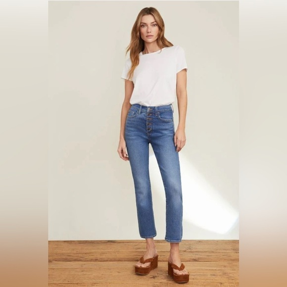 Veronica Beard Carly High Rise Kick Flare Jeans With Button Fly in Astra Wash 24 - Picture 1 of 11